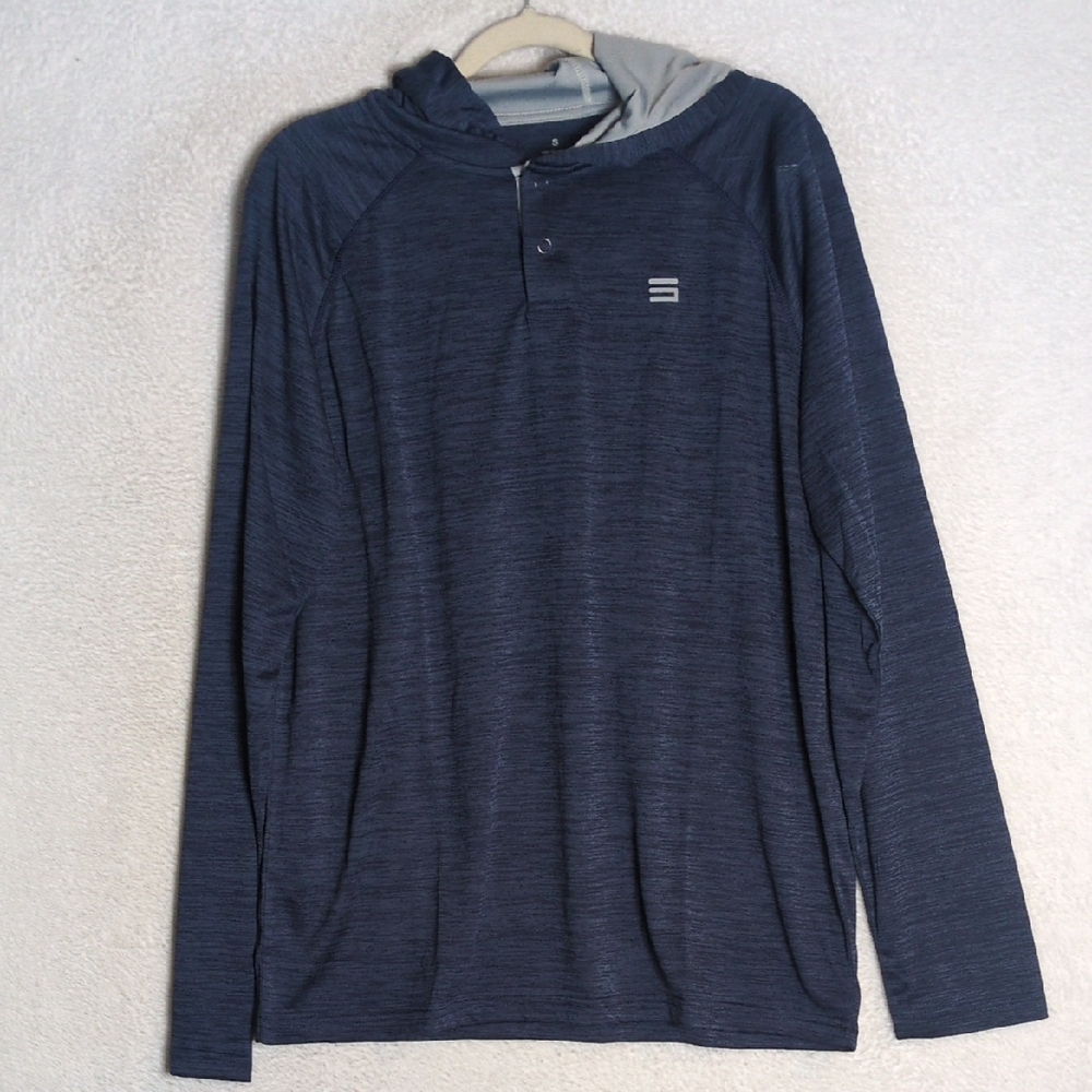 Three Sixty Six Mens Blue Performance Golf Lightweight Long Sleeve Shirt Size S